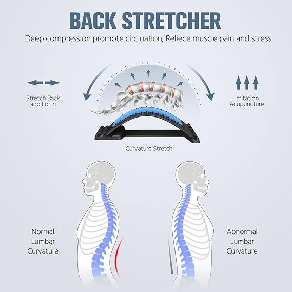 Back Stretcher Adjustable Back Cracker Massage Waist Neck Fitness Lumbar Cervical Spine Support Pain Relief