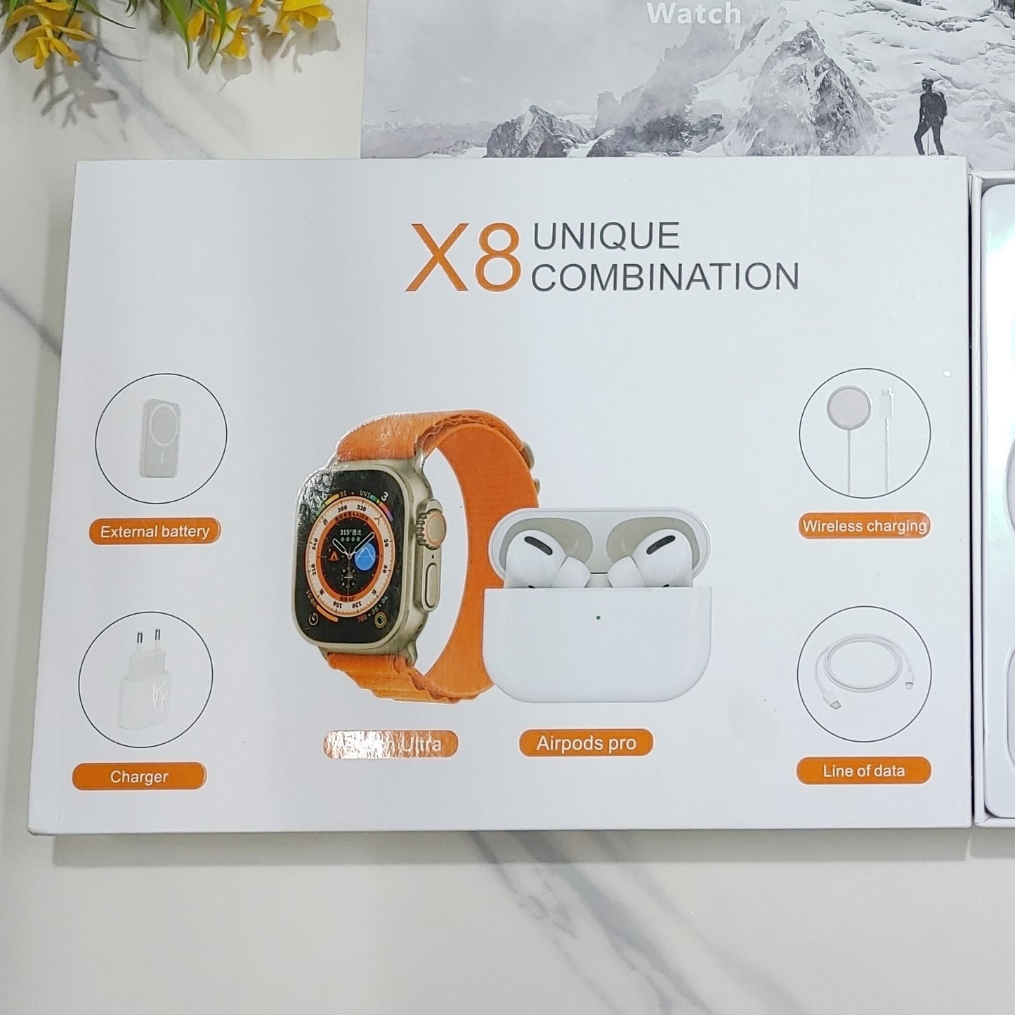 5 in 1 Smartwatch with Power Bank and Wireless Earphone Gift Box