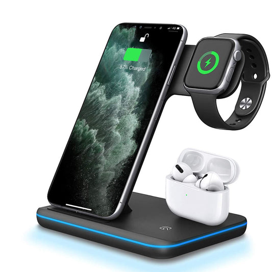 Brandy Wireless Charger Stand 3 in 1 Compatible Mobile and IPhone & Watch and Earphone